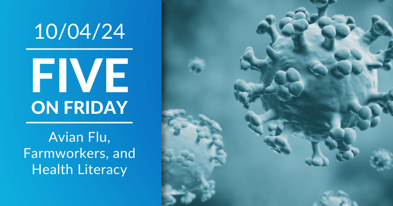 Five on Friday header image, rendition of the avian flu virus.