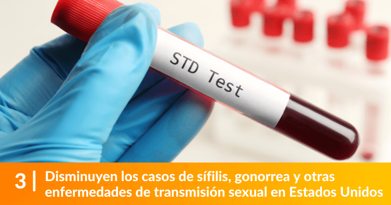 Disminuyen los casos de sífilis, gonorrea y otras enfermedades de transmisión sexual en Estados Unidos.